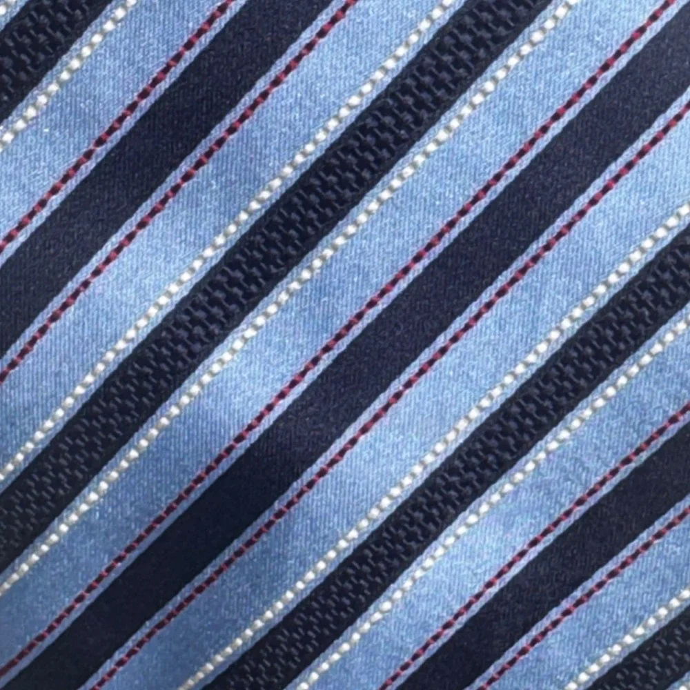 Canali Necktie Mens One Size Blue Striped Silk Made in Italy Luxury Designer